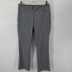 J. McLaughlin Navy and White Checkered Leggings W/Back Pockets Size 6